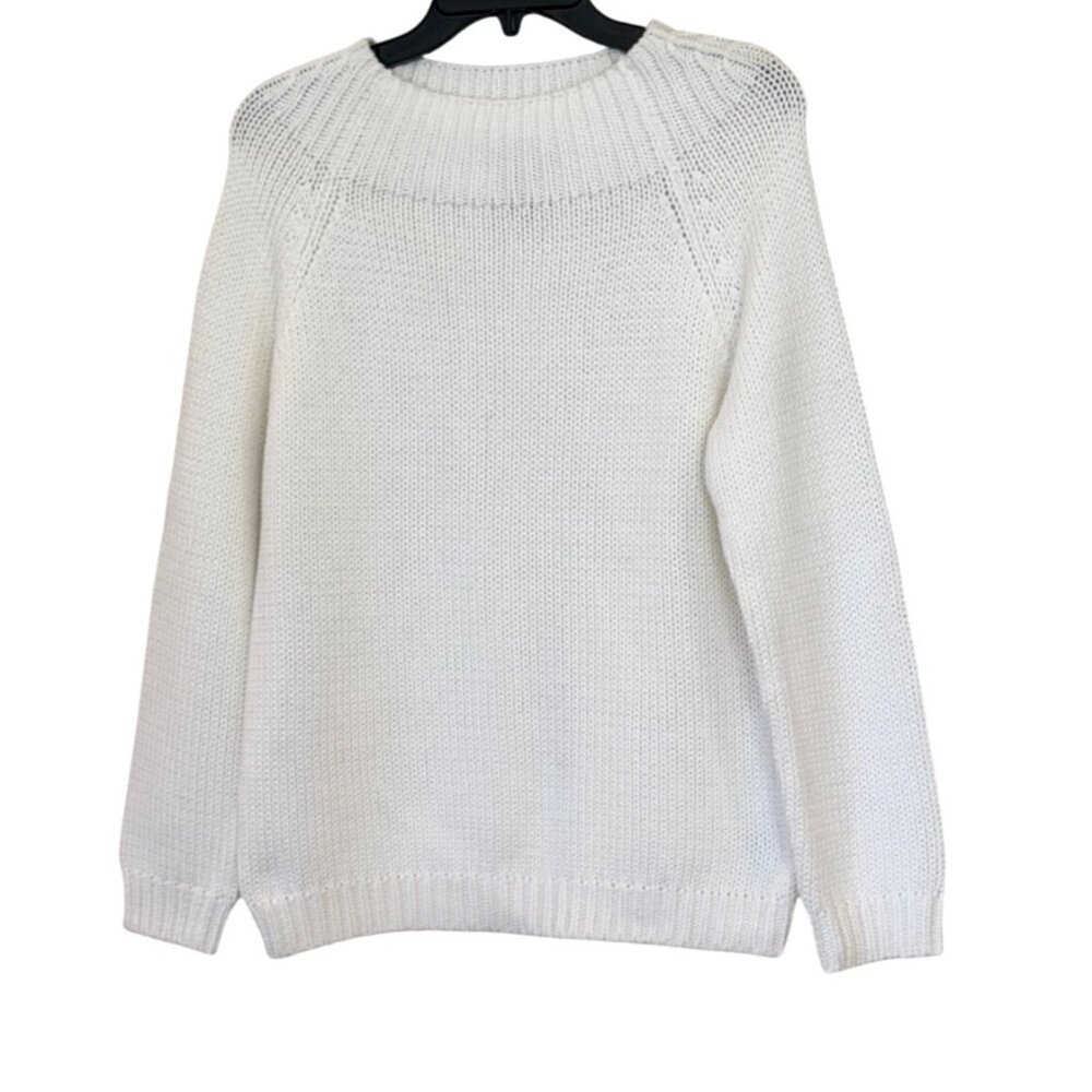 Lauren Ralph Lauren Long Sleeve Sweater White Cotton Y2K Minimalist Size M